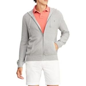 NWT Ralph Lauren LS Zip Up Pima Sweater Gray NEW